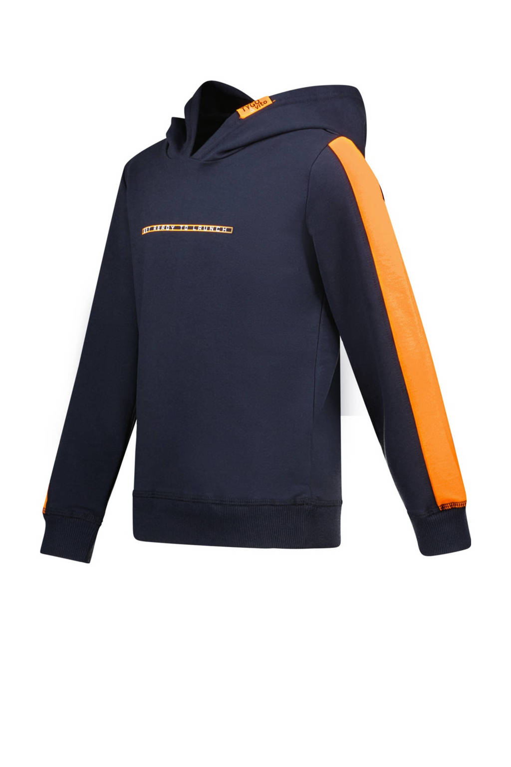 TYGO & vito hoodie Huxley met backprint donkerblauw/oranje