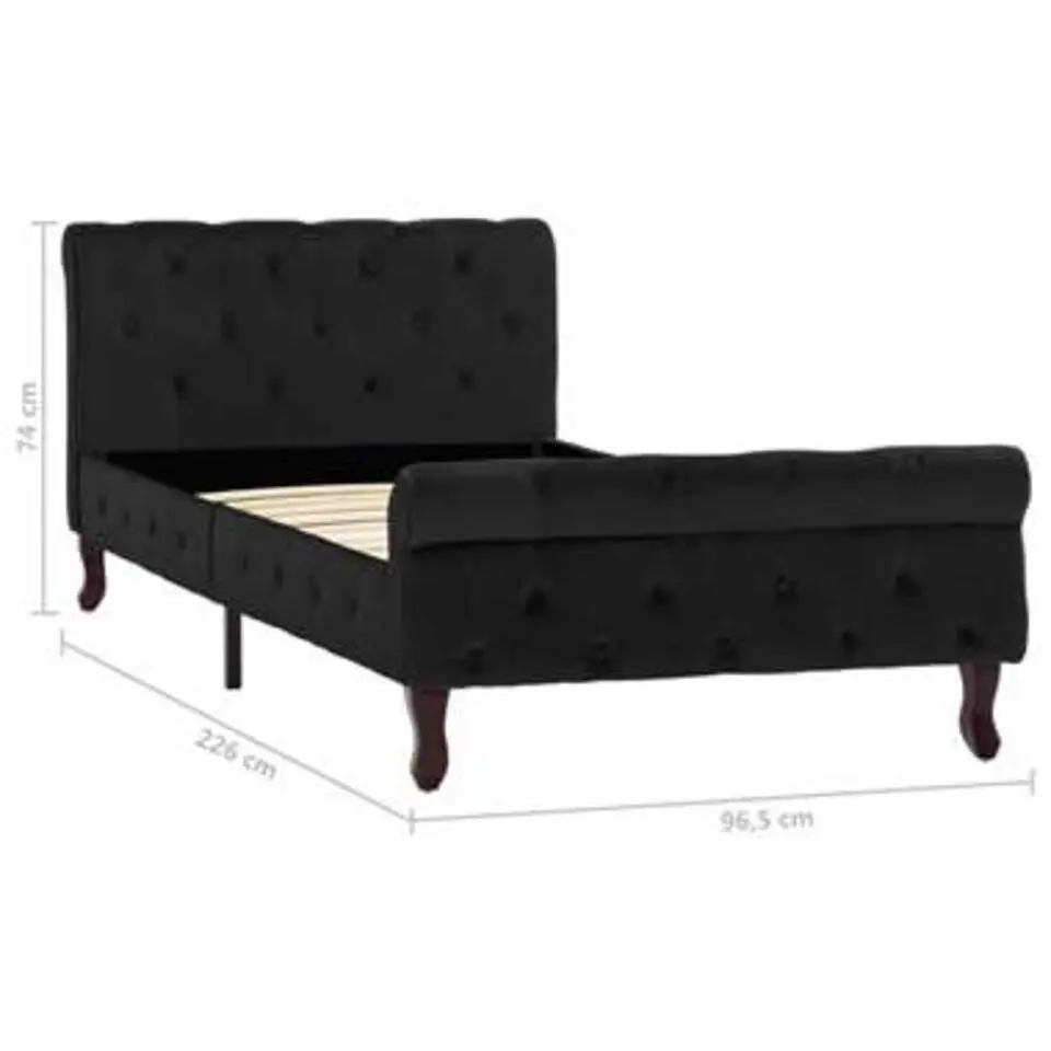vidaXL - Bed frame met hoofdbord - Zwart - Fluweel - 90x200 cm