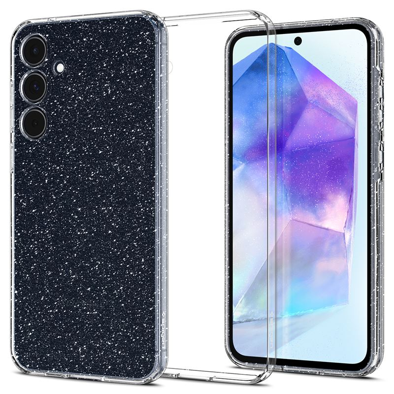 Samsung Galaxy A55 Liquid Crystal Glitter Case Gummi Hülle (ACS07538) - Crystal Quartz (Transparent)