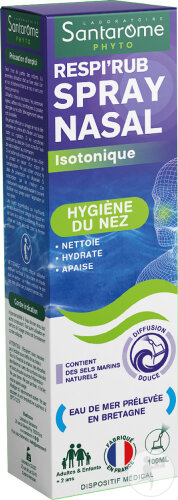 Santarome Bio Respi'Rub Spray Nasal Isotonique Eau De Mer Pour Le Nez Flacon 100ml