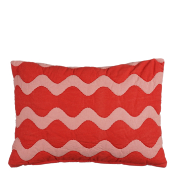 Kussen rood scallopes - l55xb35xh10cm