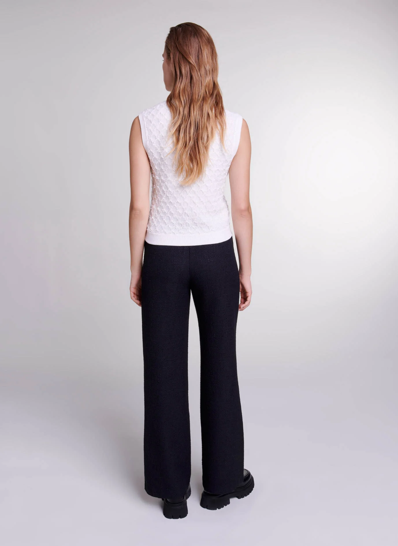 Pull droit à col rond | Beige
