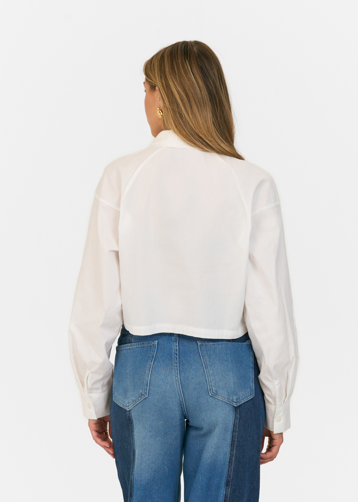 Friday Denim cropped blouse wit