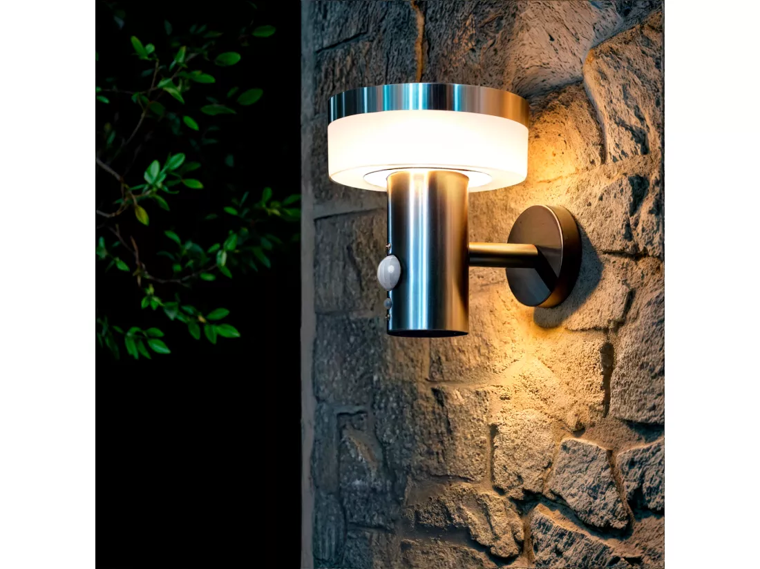 Applique Murale Extérieure Solaire LED 1.5W Aluminium avec Détecteur de Mouvement Ashier Noir