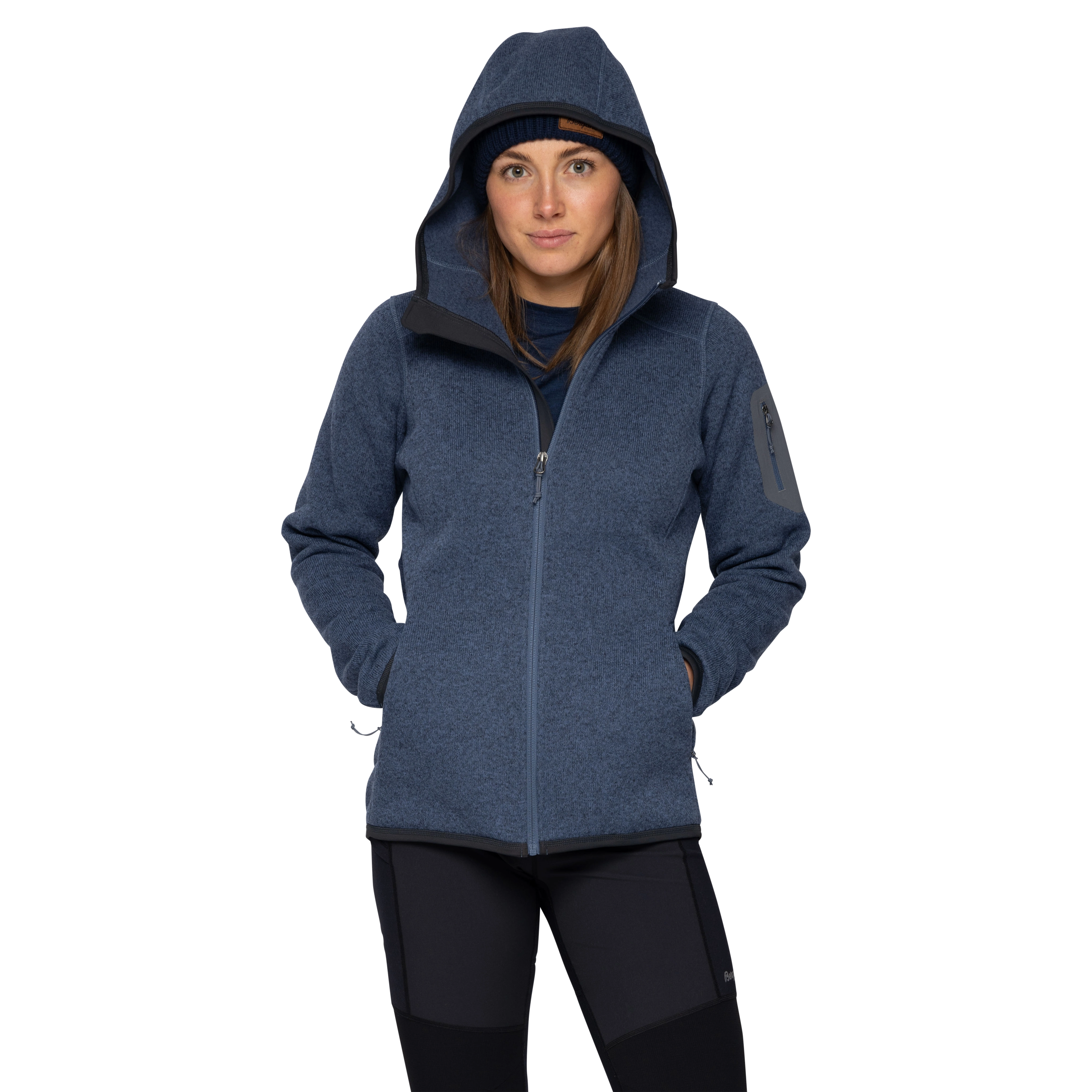 Kamphaug Knitted W Hoodie Granite Blue