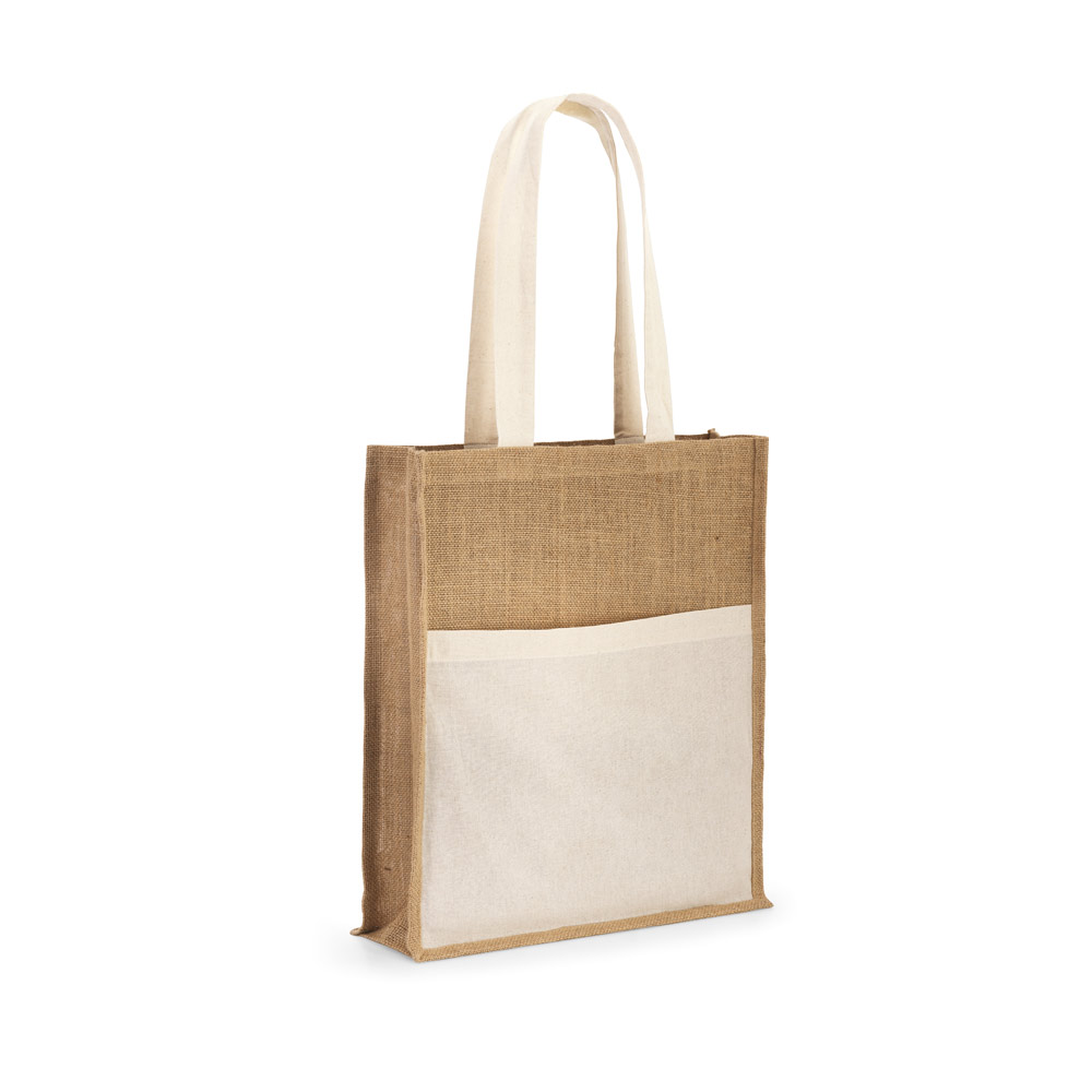 hi!dea 92823 - Sac en jute (240 g/m²) avec pochette 100% coton (140 gm²)