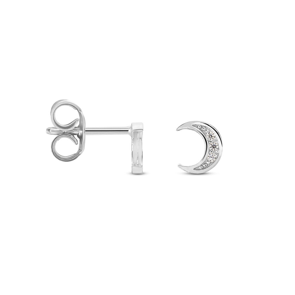Boucles D'oreilles Puces Argent Blanc Lehrd Oxydes De Zirconium