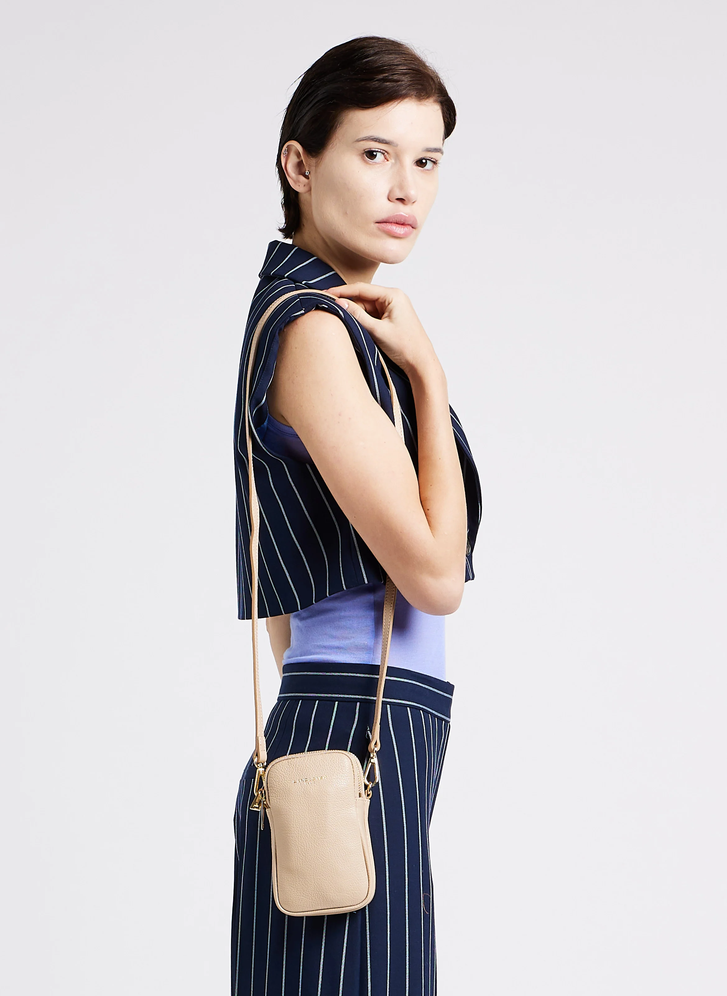 DUNE - Pochette pour téléphone en cuir| Beige