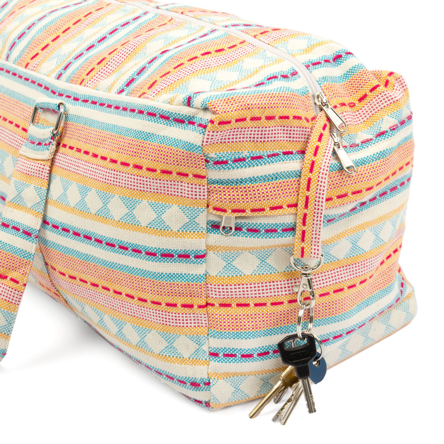 bodhi ETHNO Collection: Yoga Kit Bag Jacquard-Webstoff, apricot-hellblau gemustert