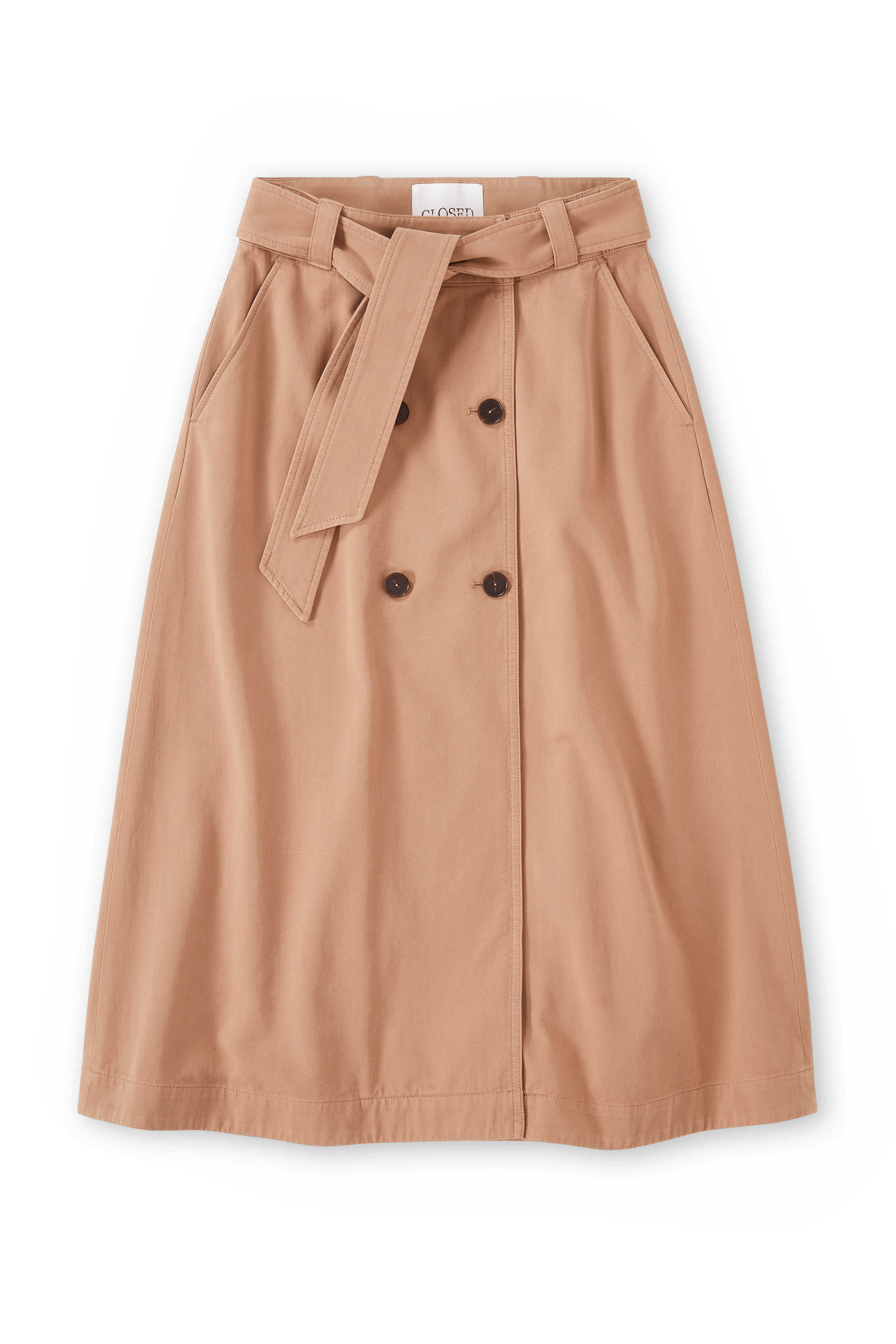Jupe midi en coton | Marron
