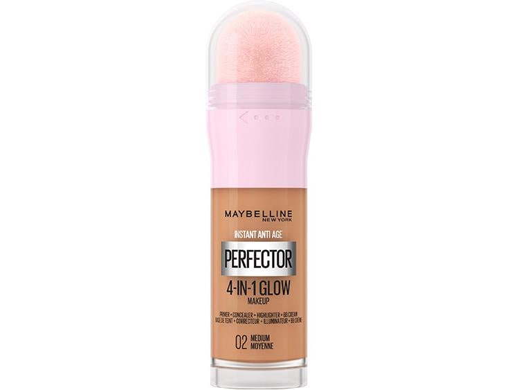 Maybelline Foundation Instant Glow 2 Medium 4-in-1 Make-up vereint Primer, Concealer, BB Creme und Highlighter