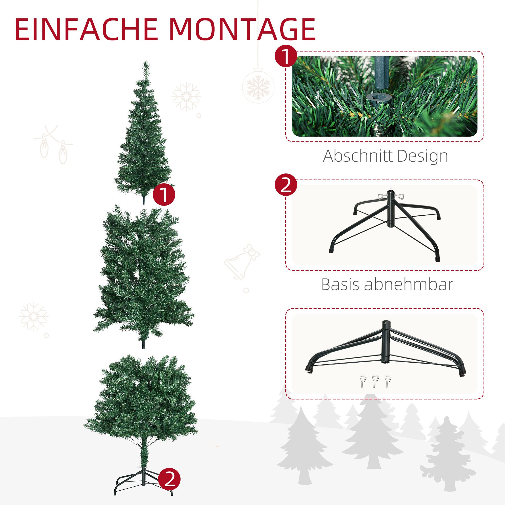 HOMCOM Tannenbaum mit Metallständer grün 81 x 210 cm (ØxH)