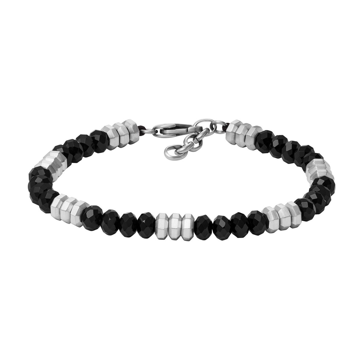 Bracelet homme Fossil perles en agathe et acier