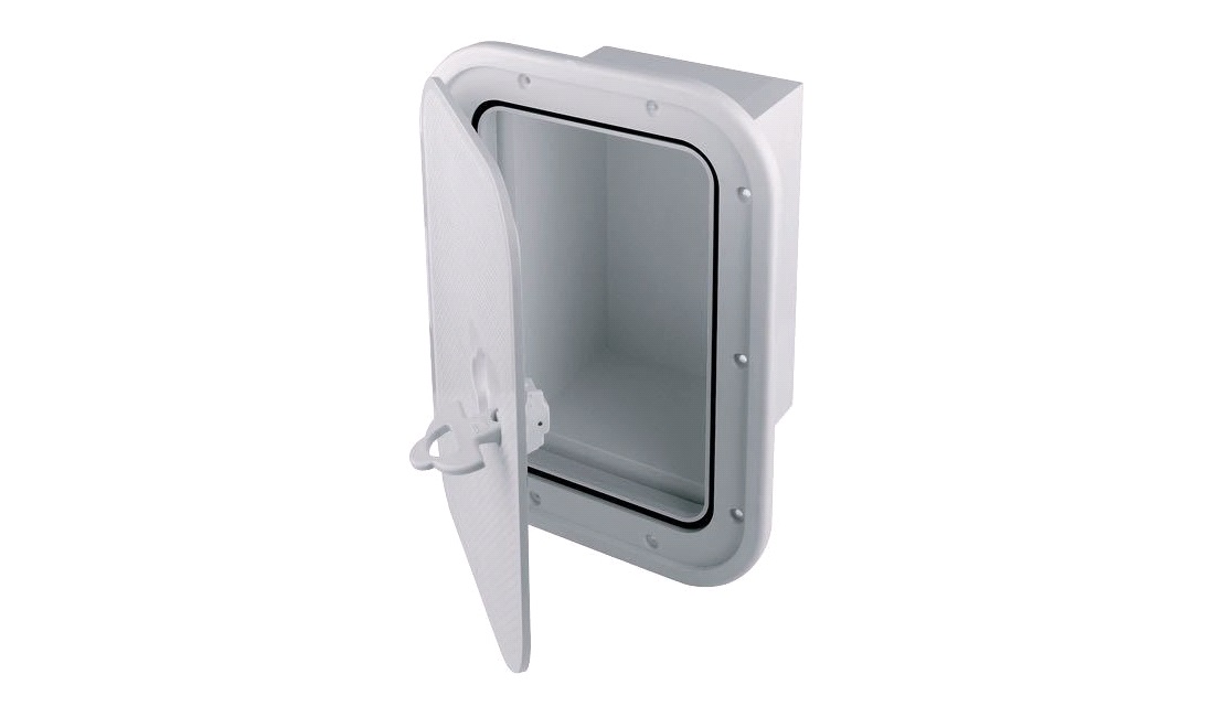 Indbygningsboks sort med luge 27x37,3x16cm