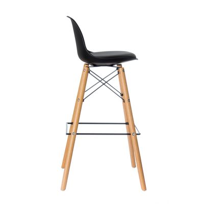 Lot de 2 tabourets haut STEELWOOD - pied hêtre - assise noire