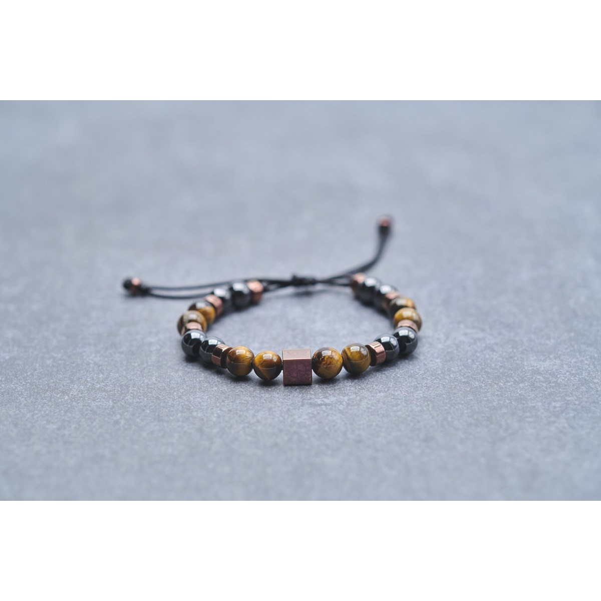 Bracelet souple Milan en Acier 316L avec oeil de tigre marron