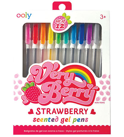 Ooly Kuglepenne m. Jordb?rduft - 12 stk - Very Berry
