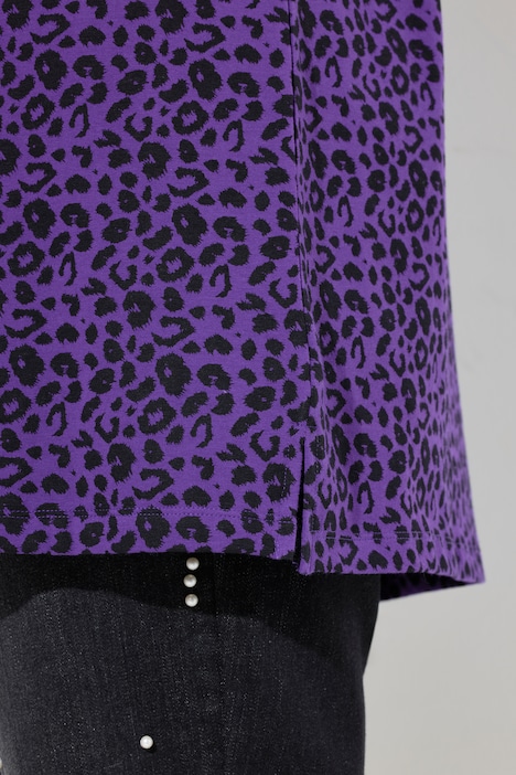 Longshirt, Leomuster, Glitzer-Statement, 3/4-Ärmel