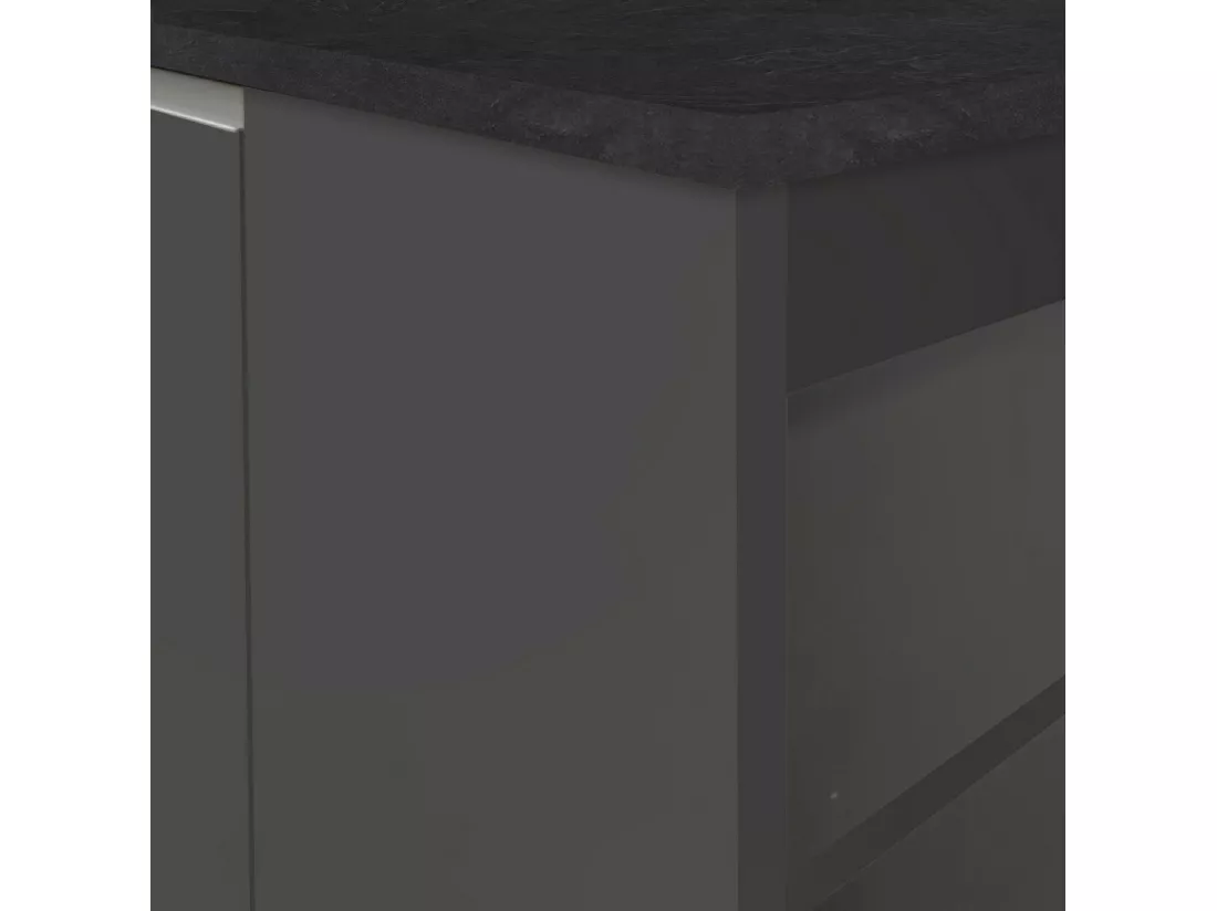 Îlot de cuisine Dcannaval, Armoire polyvalente, Meuble de kitchenette, Table auxiliaire, 100% Made in Italy, 160x90h90 cm, Anthracite et Ardoise