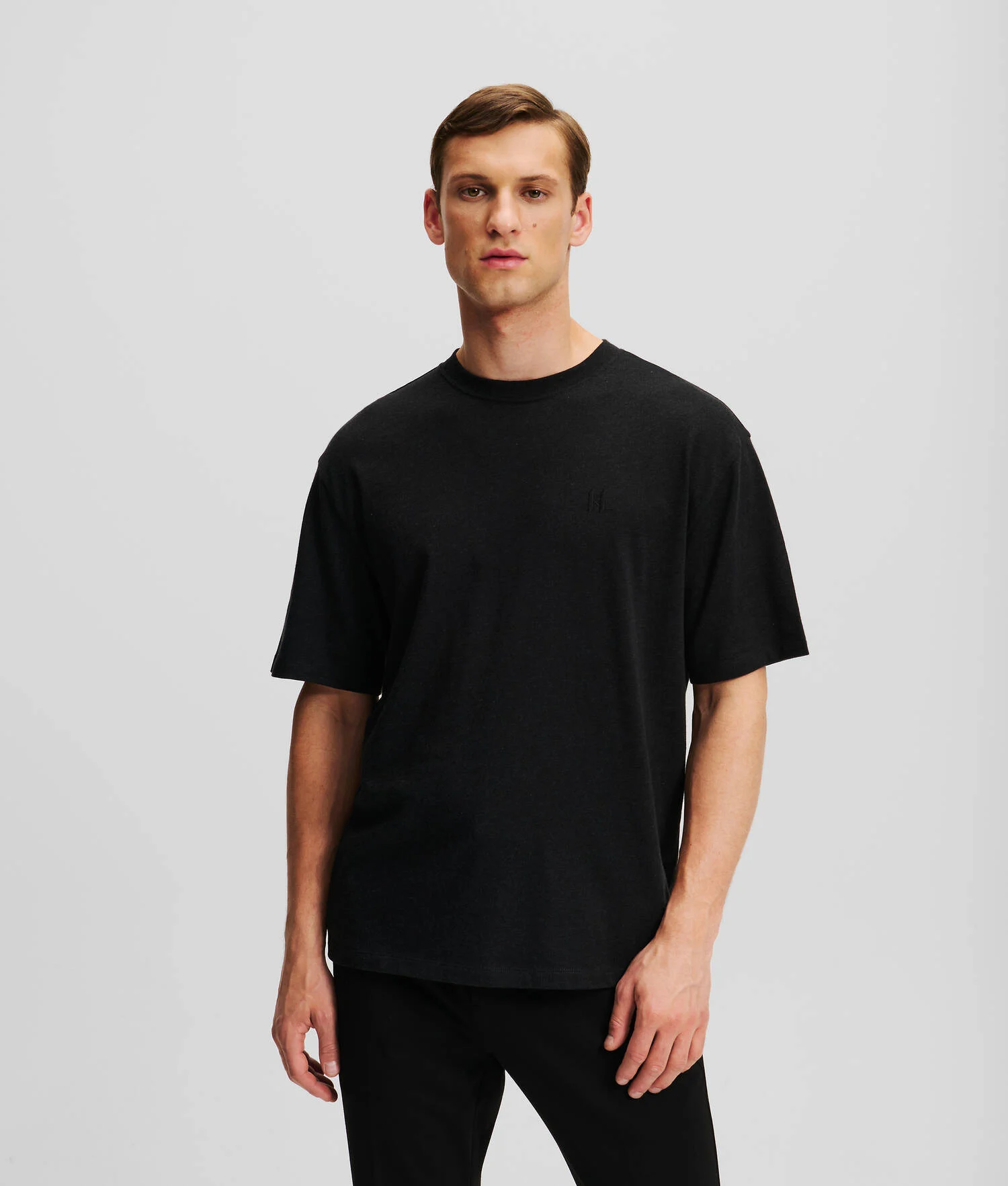 T-SHIRT EN LAINE MÉLANGÉE KL MONOGRAM