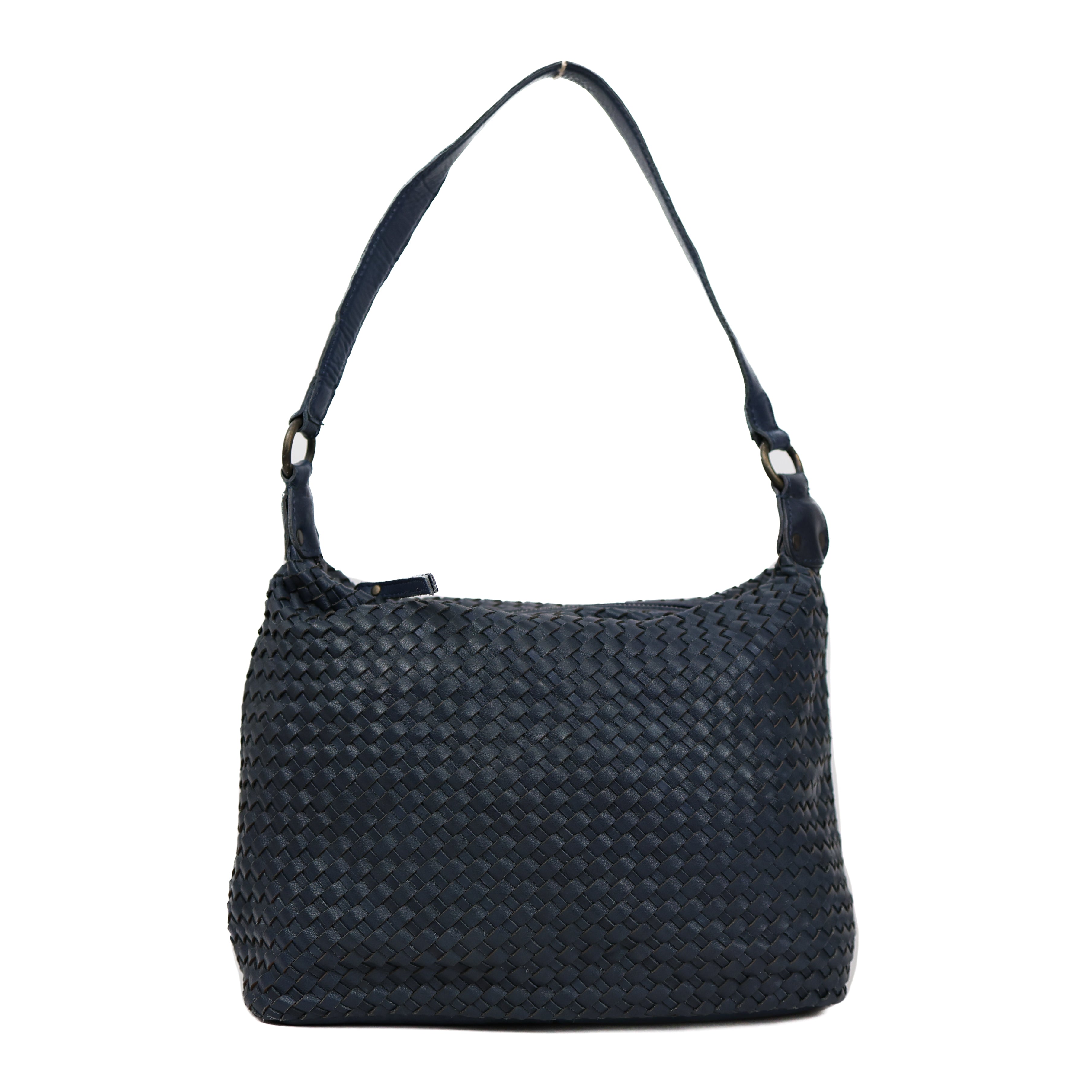 Gevlochten buideltas 'Marlène' navy Navy