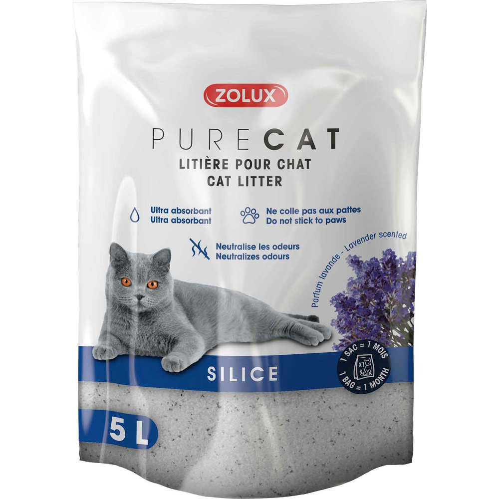 Litière silice parfumée purecat 5 litres