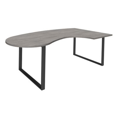 Bureau LOFTER Manager arrondi - retour à droite - L200 cm - Plateau imitation chêne gris - Pied carbone (Pieds de renfort obligatoire à rajouter - non inclus)