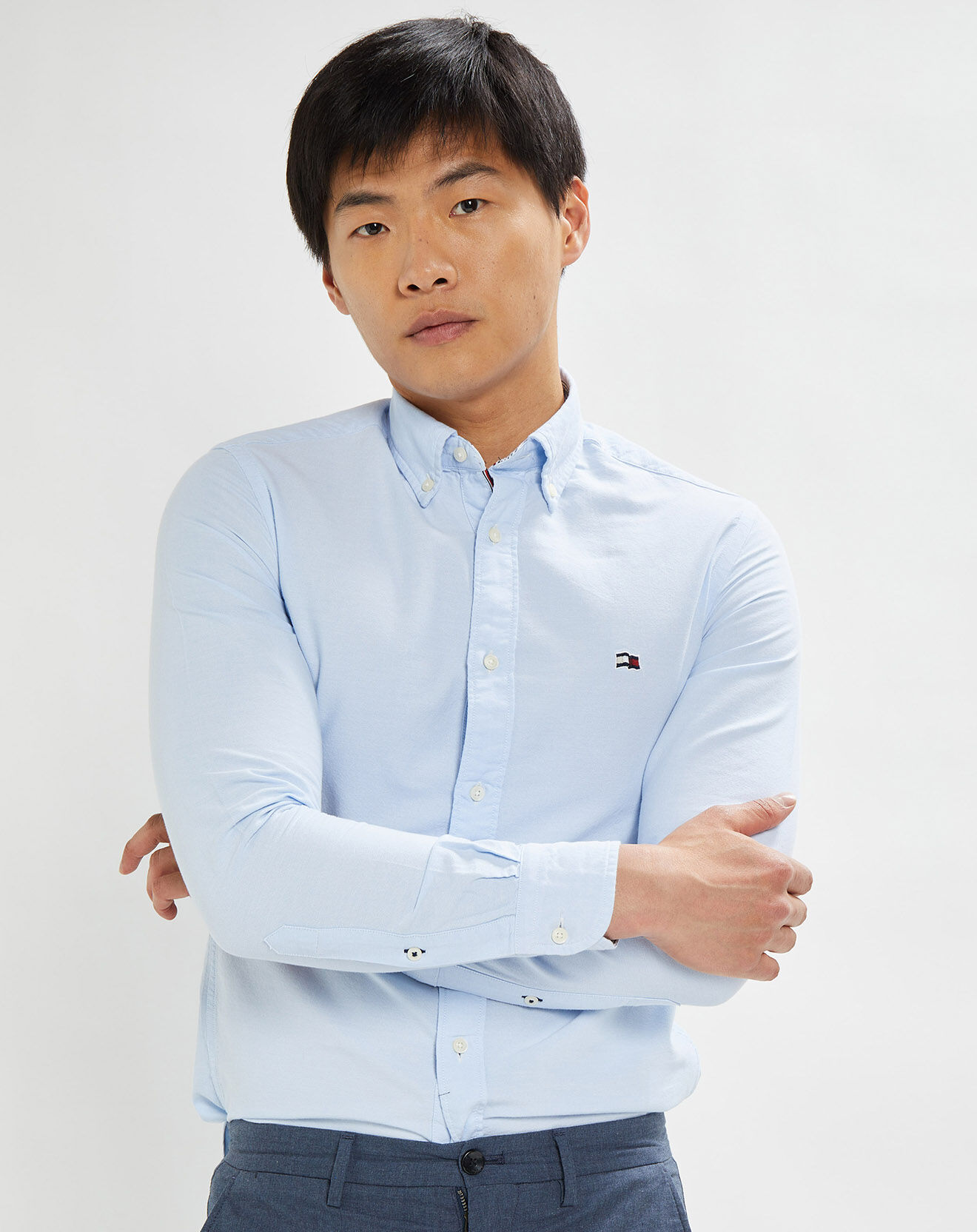Tommy Hilfiger Chemise 100% Coton Bio slim fit classic oxford bleu ciel