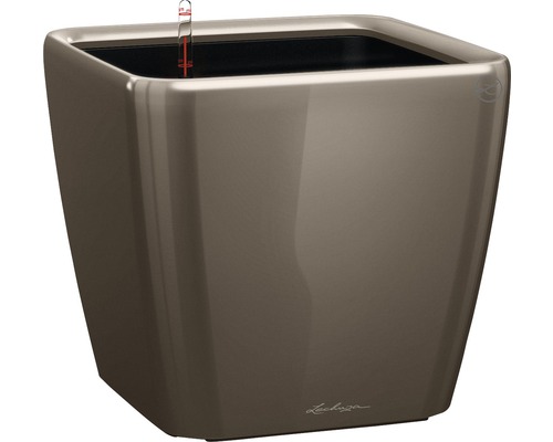 Lechuza Quadro plantenbak 21 x 21 x H 20 cm taupe incl. zelfbewateringssysteem, plantenbak, substraat en waterniveau-indicator