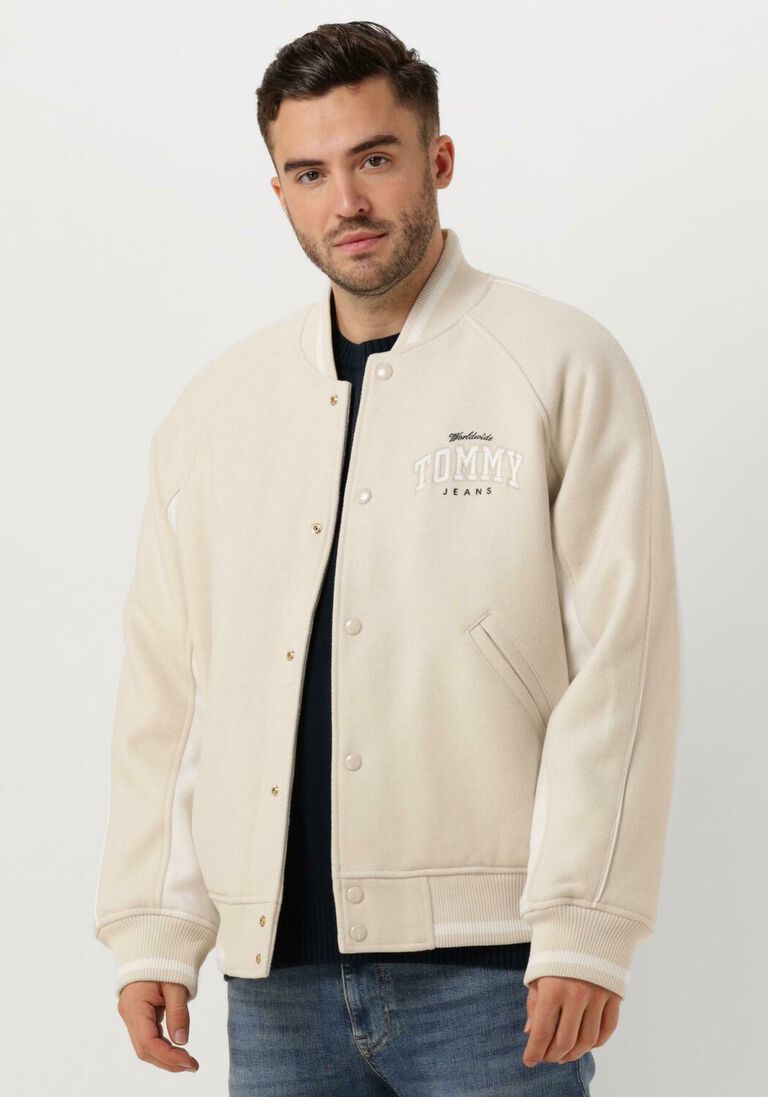 TOMMY JEANS beige tommy jeans jack tjm wool varsity bomber