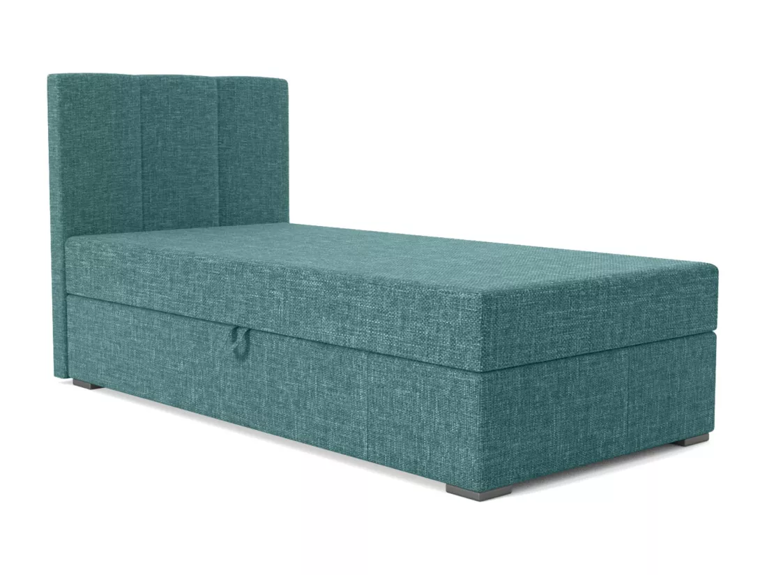 LIT BOXSPRING avec coffre de rangement Monaco Mini Basic côté gauche, 100x200 cm, Lux 30 (Bleu canard)