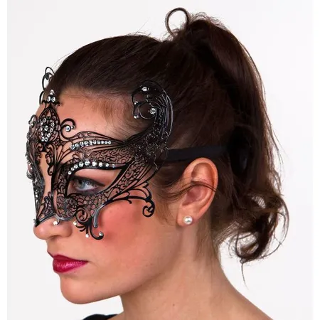 Festartikel Müller Schmuckmaske schwarz, Metall, Glitzersteine