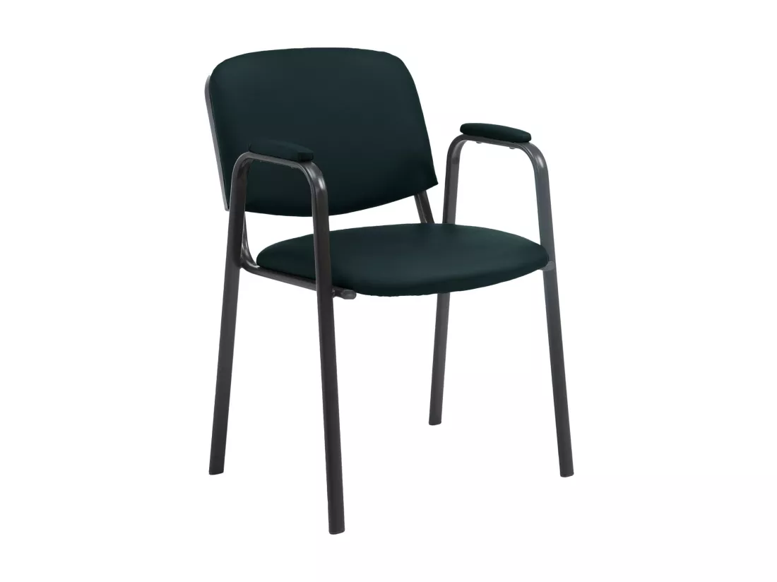 Chaise de conférence - Similicuir & Métal noir mat - Noir - Ken Pro