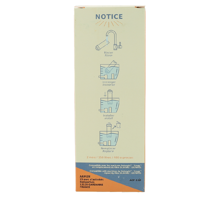 Cartouche filtrante pour DELONGHI (DLSC002) - ARFIZE