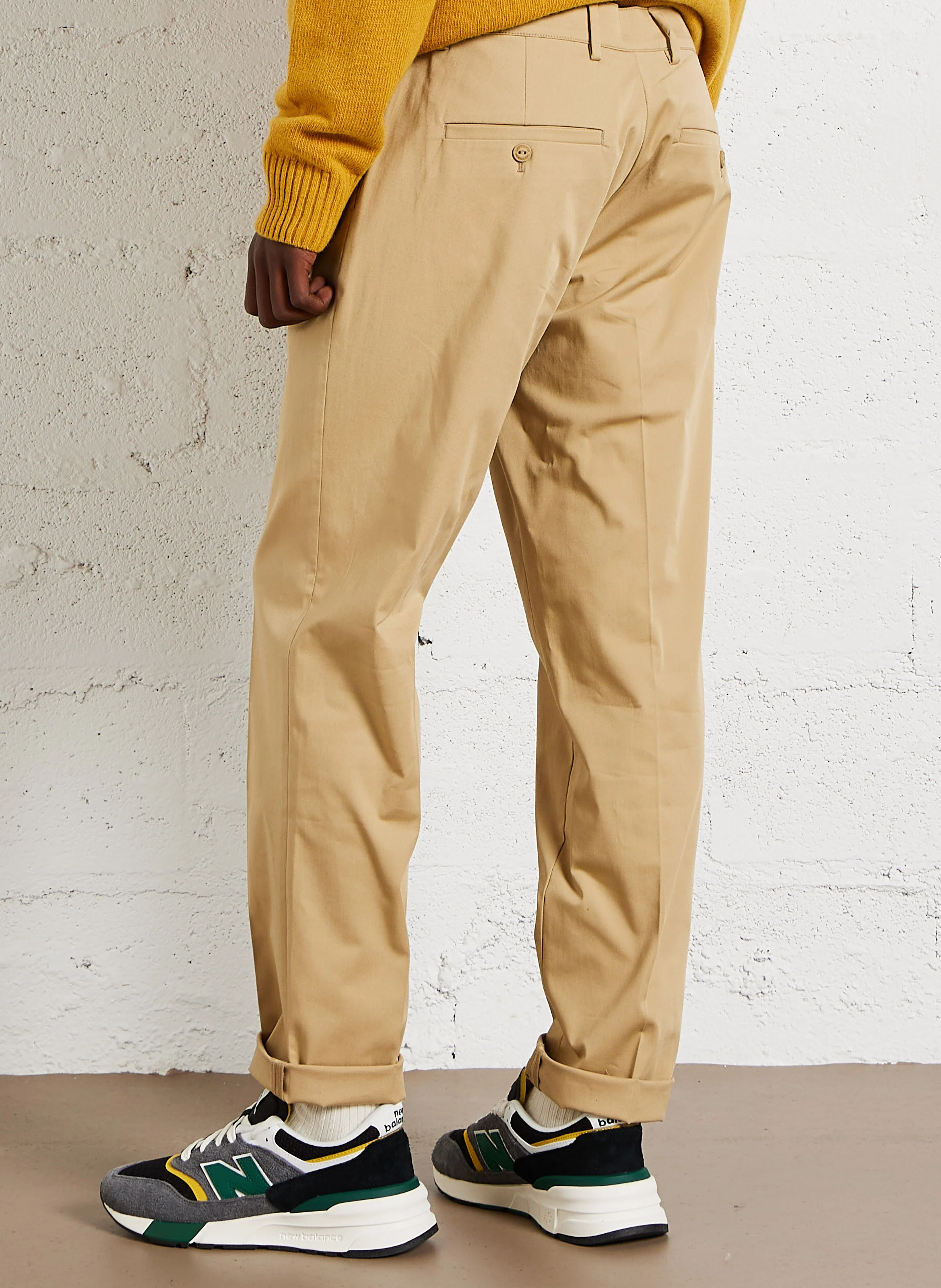 Pantalon droit en coton mélangé | Beige
