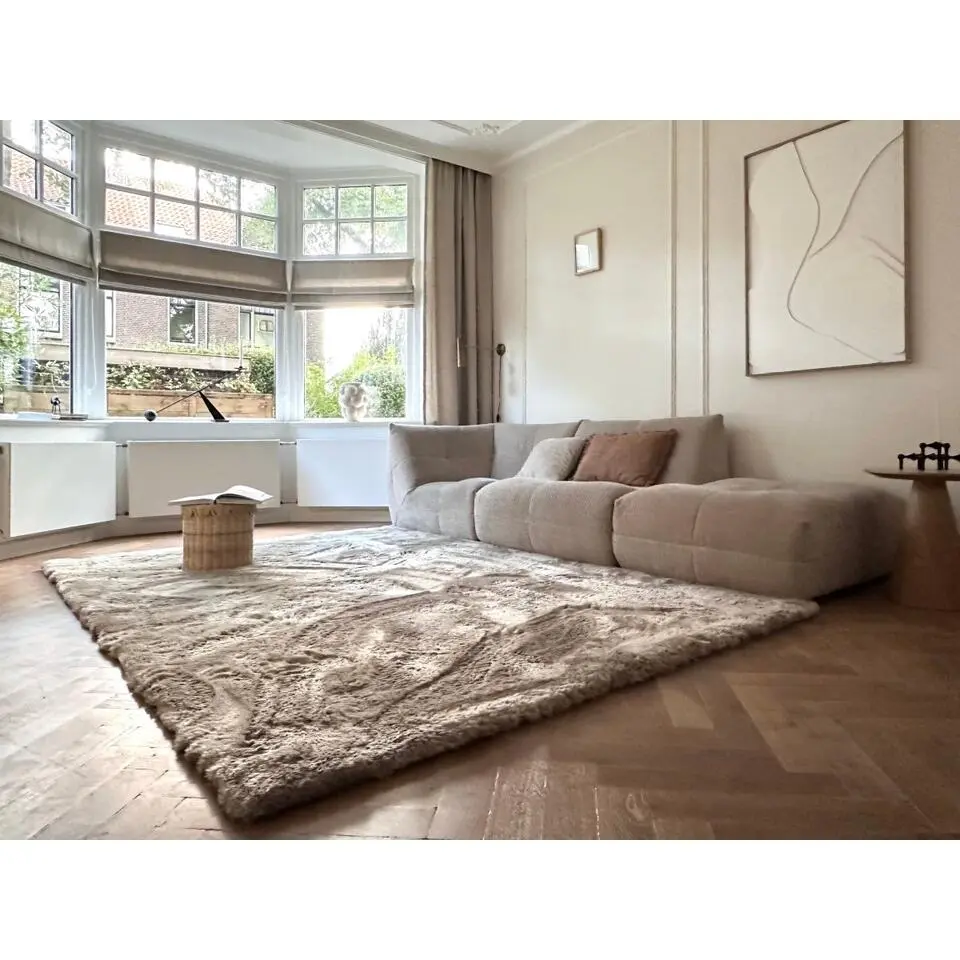 Interieur05 Hoogpolig vloerkleed Odelia beige/wit - 200 x 290 cm