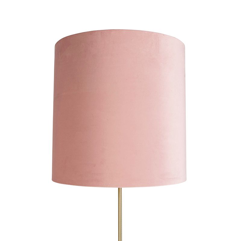 Vloerlamp goud/messing met velours kap roze 40/40 cm - Parte