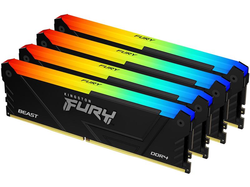 Kingston DDR4-RAM Fury Beast RGB 3200 MHz 4x 8 GB High-Performance Arbeitsspeicher mit RGB-Beleuchtung