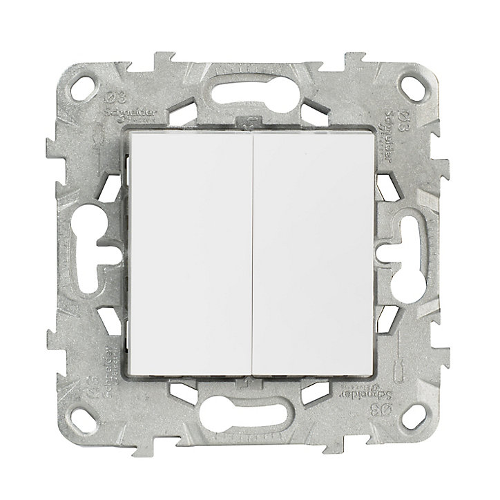 Mécanisme interrupteur double va-et-vient Schneider Electric Unica Déco blanc