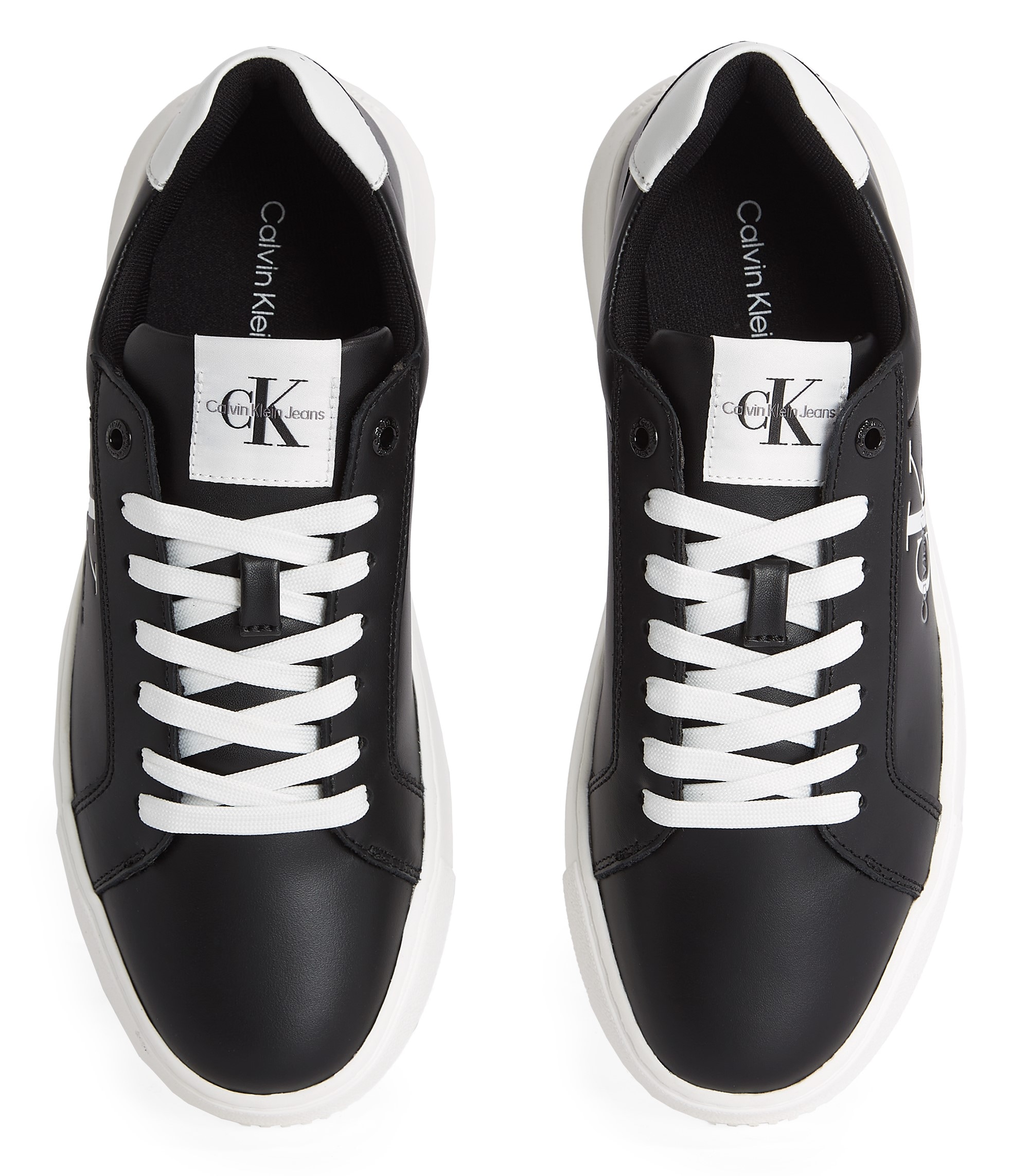 Calvin Klein Jeans Plateausneaker »CHUNKY CUPSOLE MONO LTH WN«  , Freizeitschuh, Halbschuh, Schnürschuh mit CK-Schriftzug an der Seite