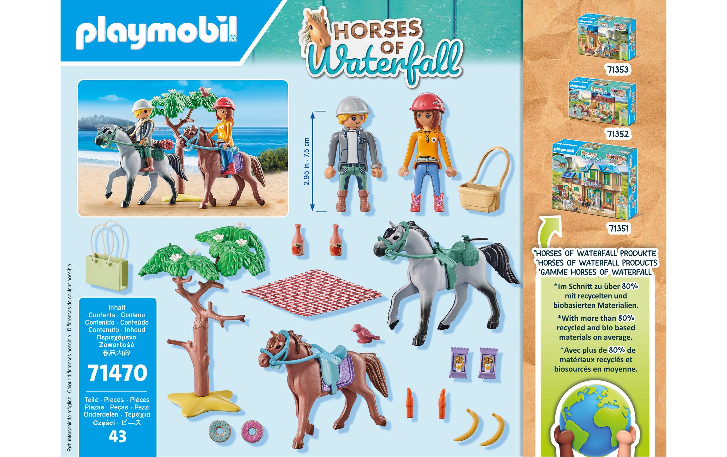 Horses of Waterfall Reitausflug an den Strand 71470Nachhaltiges Pferde-Spielset mit Amelia und Ben