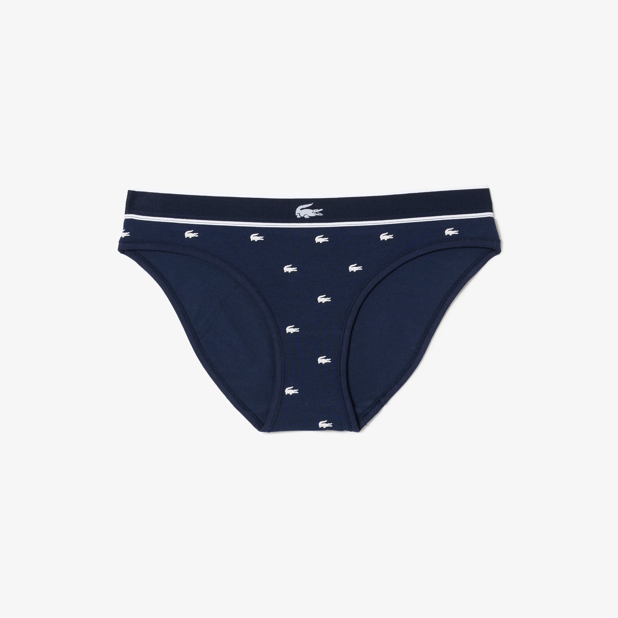 Culotte avec imprimé graphique en coton stretch Culottes & bas - Bleu - Lacoste - Femme