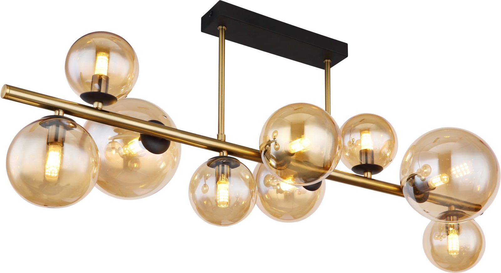 LED-Wandleuchte - schwarz matt-Messing matt - 9-flammig
