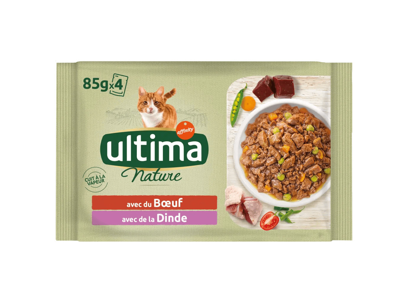 COMIDA HÚMIDA PARA GATO ULTIMA NATURE COM VACA E PERÚ 4X85G