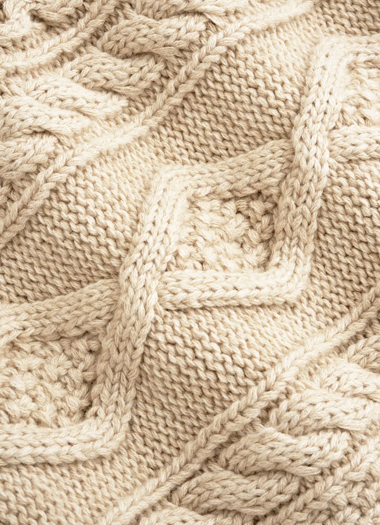 Pull col rond torsadé marron clair