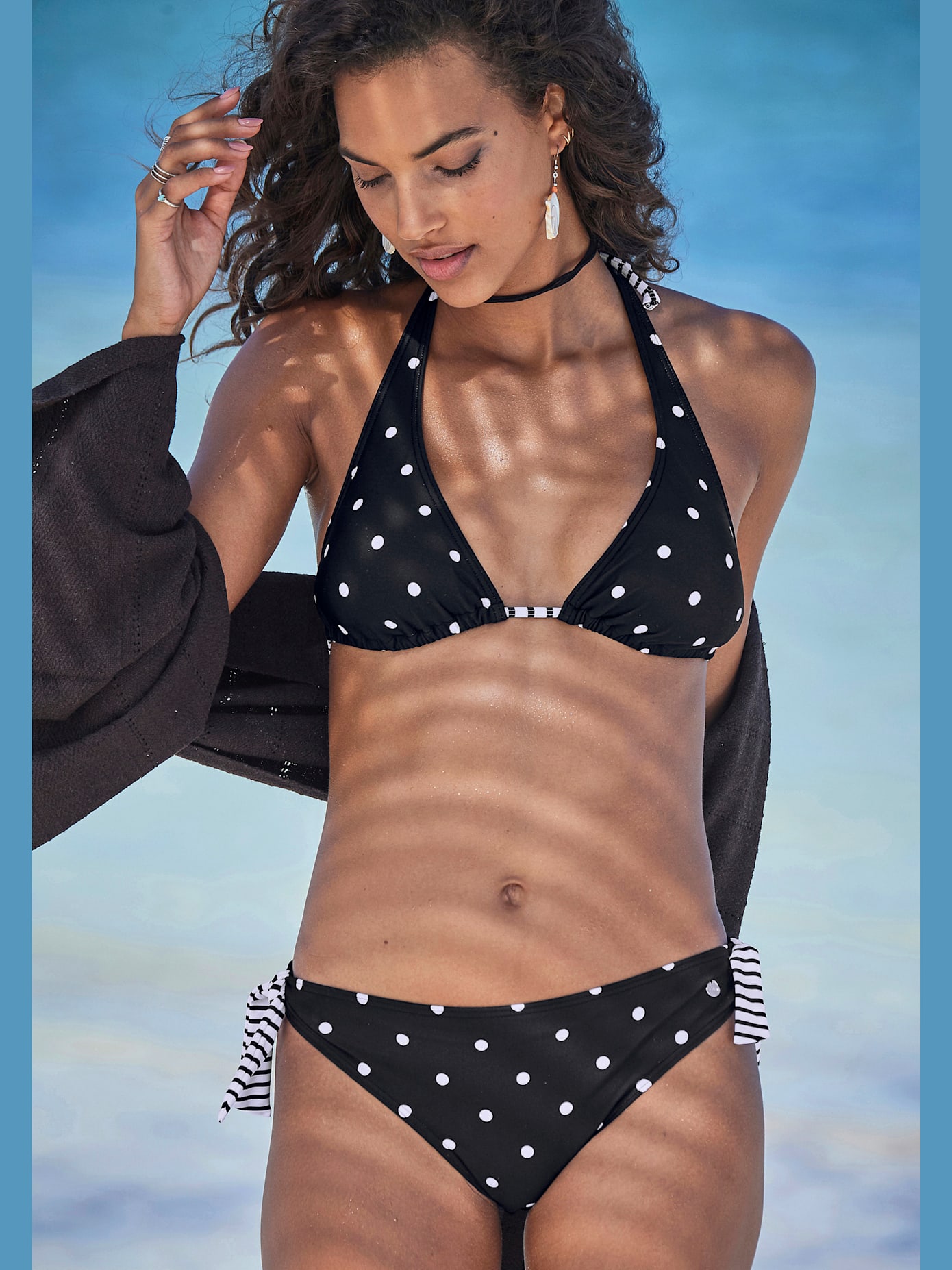 Haut de bikini triangle motif à pois tendance