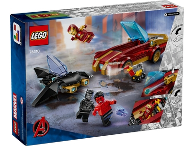 LEGO Iron Mans auto en Black Panther vs. Rode Hulk (76310)