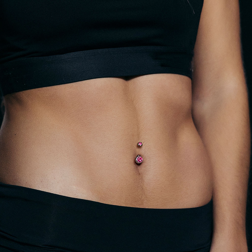 (10mm) Barbell 316L Chirurgenstahl Bauchnabelpiercing mit Gewindeverschluss Strass Kugeln - Silber / Dunkelgrün