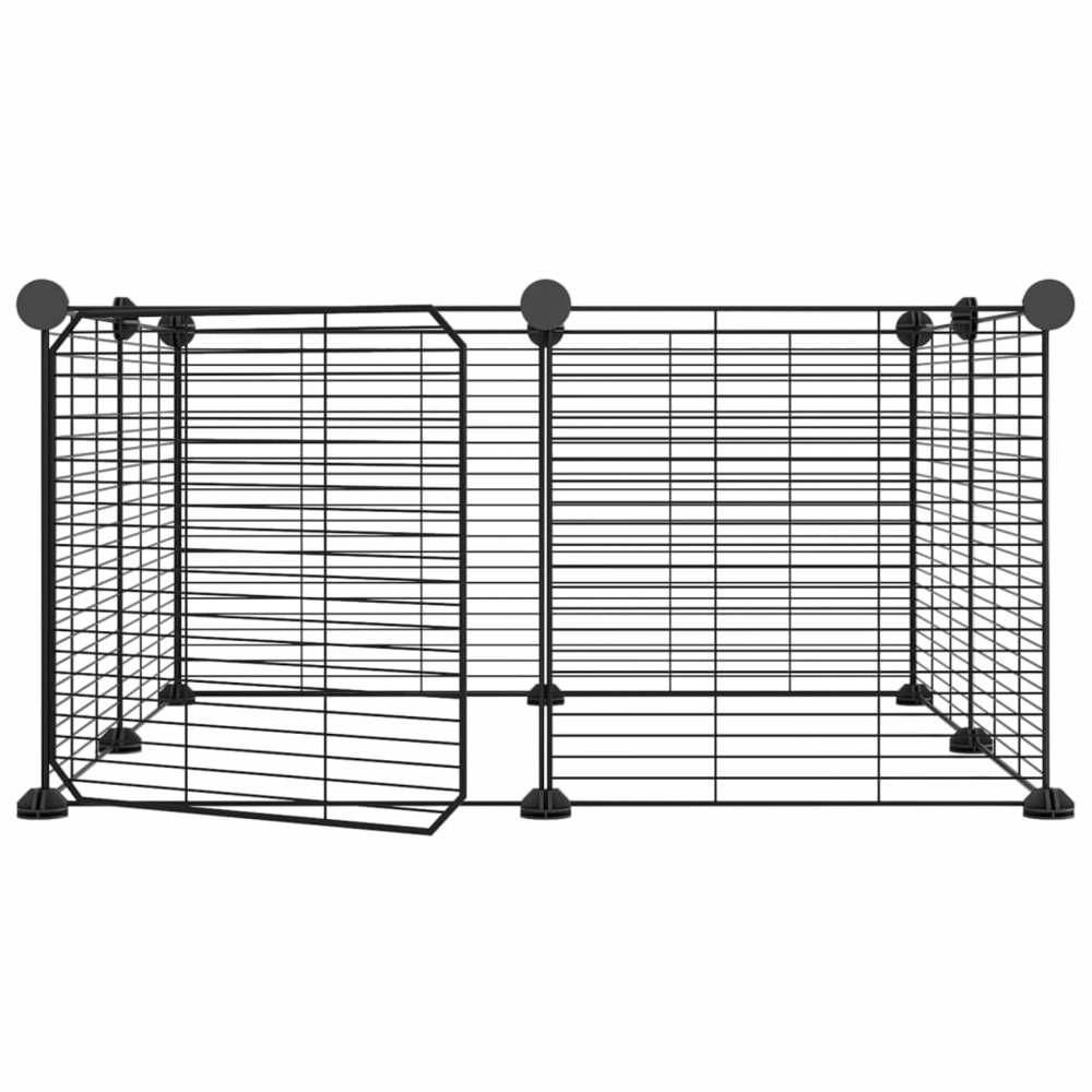 Cage animaux de compagnie à 8 panneaux et porte noir 35x35 cm