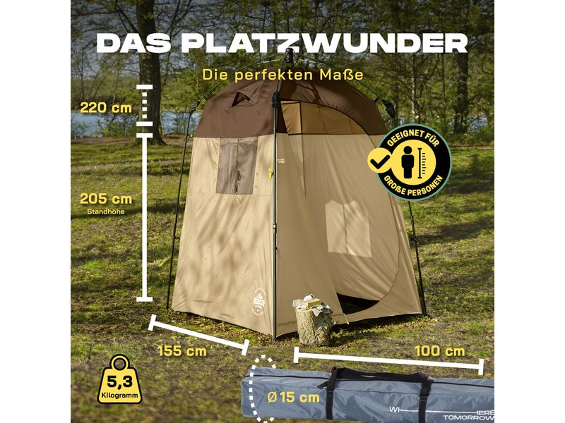 Where tomorrow Duschzelt Pop Up – Braun 220 x 155 cm Camping-Duschzelt